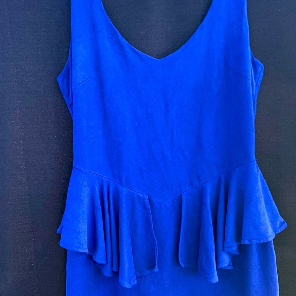Saks 5th Avenue Blue Suede Cocktail Dress, XS, 5/48